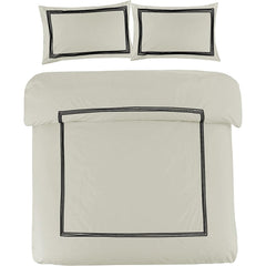 My Home Store Polycotton Bratta Duvet Cover Set - Our 3pc Soft stitch Embroidered button closure Quilt cover with matching Embroidered envelop closure Pillowcases | Breathable & Lightweight Duvet cover set