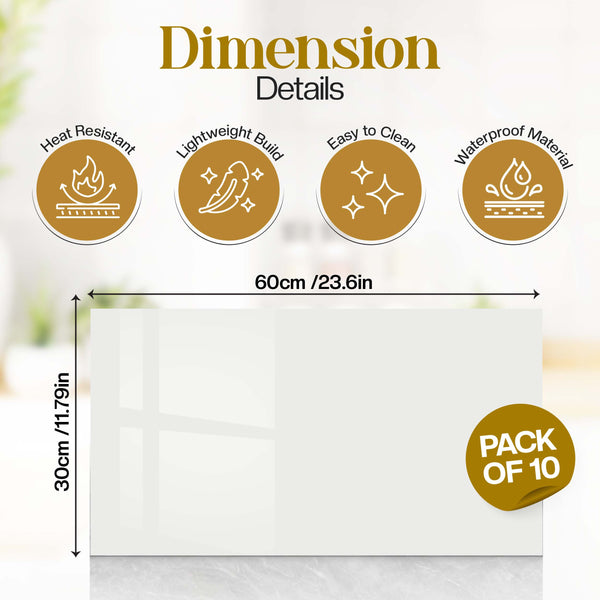 Pearl White 60×30cm Kitchen Tiles Self Adhesive Marble Tile Stickers, PVC Self Adhesive Bathroom Wall Tiles, Waterproof and Oil-Proof Wall Panels for Kitchen, Bathroom, Bedroom