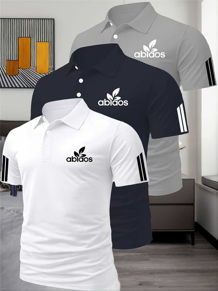 Three-Piece Summer Men'S Polo Shirt, Top, Running, Sports, Gym Breathable, Quick-Dry, Business, Casual, Vacation Polo Shirt, Fashionable Short-Sleeve Golf Shirt