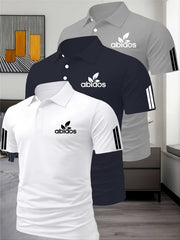 Three-Piece Summer Men'S Polo Shirt, Top, Running, Sports, Gym Breathable, Quick-Dry, Business, Casual, Vacation Polo Shirt, Fashionable Short-Sleeve Golf Shirt