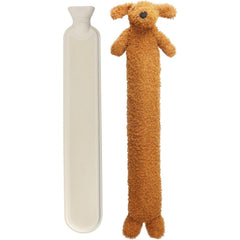 ADEPTNA Extra Long Hot Water Bottle with Sherpa Animal Character - Soft Plush Faux Fur Cover - Comfortable, Safe, Anti-Leak - Body Hot Water Bottle for Neck and Shoulder, Back, Legs, Waist