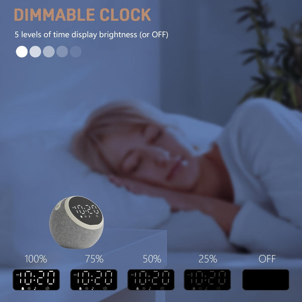 White Noise Sound Machine - With Nightlight & Alarm Clock - 25 Soothing Sounds, 16 Levels Adjustable Volume, Timer Therapy, Sleep Aid - Ideal For Sleep, Relaxation, Focus, Dimmable Night Light Alarm Clock For Bedroom
