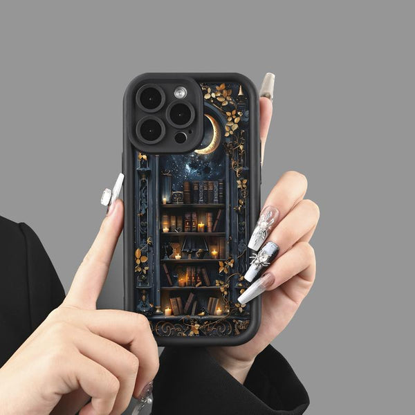 Phone Case - A Fashionable And Artistic Moon-Themed Bookshelf Design, Perfect for Both Men And Women. It'S a Straightforward Yet Distinctive Case, Compatible with for Iphone 17, 16, 15, 14, 13, 12, 11, XS, XR, X7, 8 Plus, Pro Max