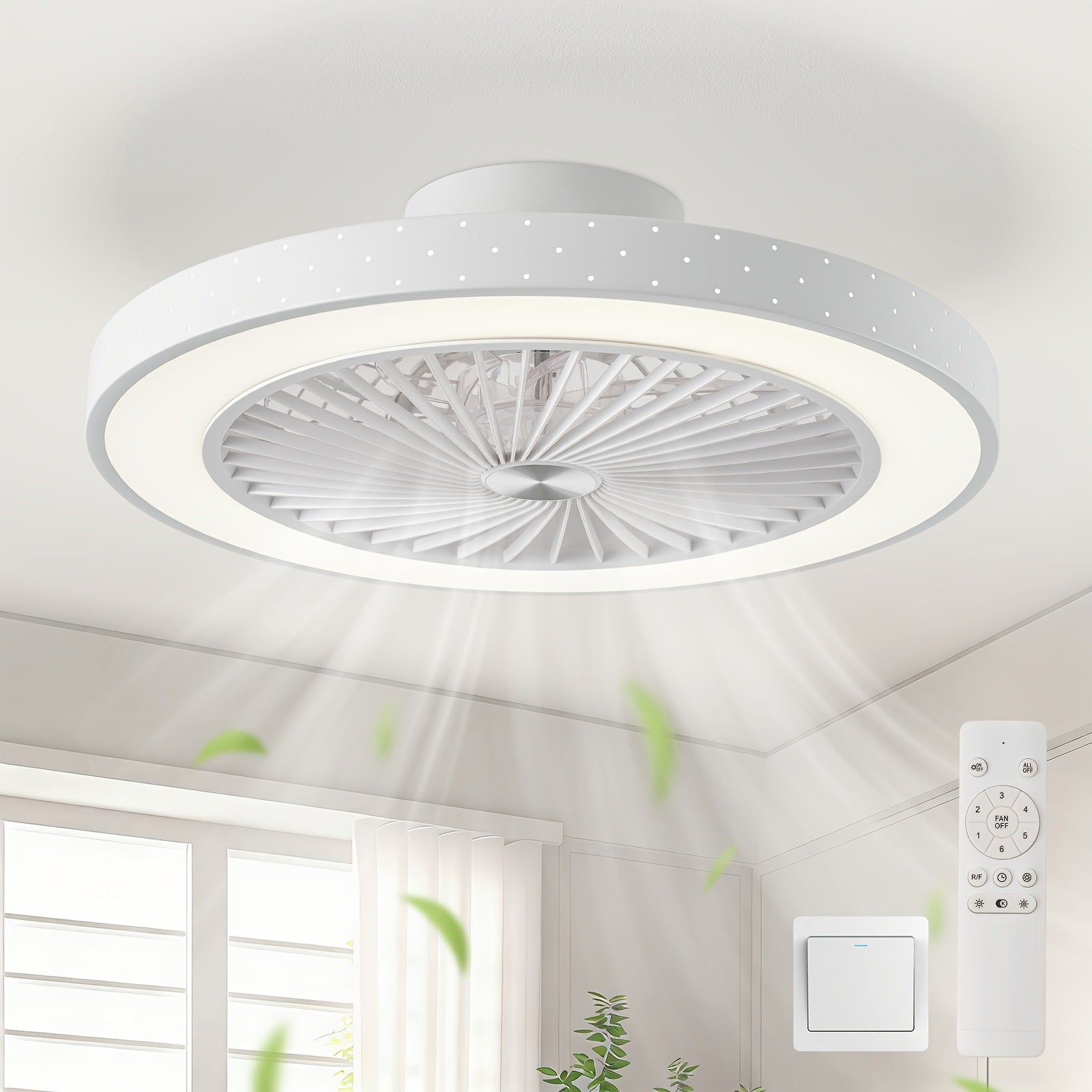 Ceiling Fans with Lights, Fan Lamp, Ceiling Lamp with Fan, Modern Lamp Fan, LED Ceiling Lights with Fans for Kid Room, Bedroom, Study Room, Office, Living Room