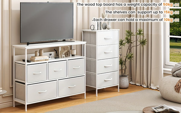 A Multi-functional Bedroom Furniture Piece Featuring A 5-drawer Dresser, TV Stand, Large Storage Cabinet, And A Closet Organizer With Fabric Drawers All Designed For Efficient Storage And Organization In Your Living Space 100x30x80cm