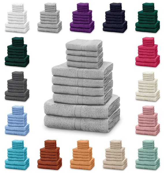 10pcs Towel Bale Set | Luxurious 100% Cotton Towels Family Pack | Quick-Drying, Highly Absorbent & Ultra-Soft Fabric | Includes 4 Face Towels, 4 Hand Towels, 2 Bath Towels | Available in 16 Elegant Colours | Ideal for Home, Gym, Spa, or Beach Use | Durabl