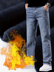 092+1# New Winter Style -Lined Thickened Simple and Stylish Slightly Stretchy Jeans
