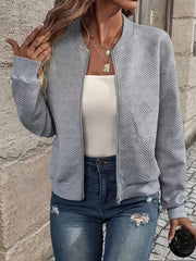 Solid Color Casual Zip-Up Cardigan Jacket