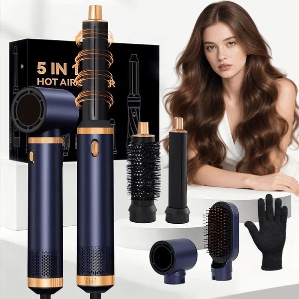 5-in-1 Hair Dryer Brush & Hot Air Brush for Fine Hair – Ionic Ceramic Curling & Straightening Styler with 3 Heat Settings, Auto Shut-Off, Salon-Quality Volumizing & Anti-Frizz – Perfect for Busy Mornings, Travel & Home Use. Great Gift for Women, Mum, Wife