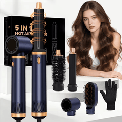 5-in-1 Hair Dryer Brush & Hot Air Brush for Fine Hair – Ionic Ceramic Curling & Straightening Styler with 3 Heat Settings, Auto Shut-Off, Salon-Quality Volumizing & Anti-Frizz – Perfect for Busy Mornings, Travel & Home Use. Great Gift for Women, Mum, Wife