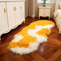 Fluffy Faux Sheepskin Rug 60 x 180 cm, Soft Shaggy Runner Rug for Bedroom and Living Room, Washable Non Slip Faux Fur Carpet