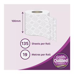 Toilet Tissue 45 rolls. Gentille Quilted Bathroom Tissue Luxury 3-Ply Toilet Paper Soft, Strong, & Responsibly