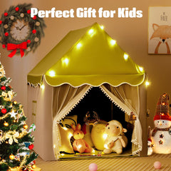 Large Kids Play House with Washable Mat and Star Lights