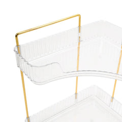 Corner Space Utilization Storage Rack Golden 17.5*12*31.5cm, Square Transparent Two-Tier Bathroom Countertop Rack, Bathroom Shelf, Countertop Storage Organizer