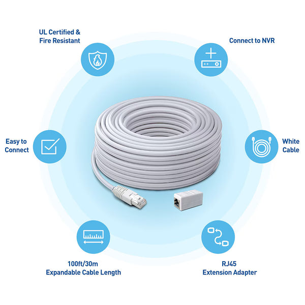 Swann 30M/100Ft Network Extension Cable, SWNHD-30MCAT5E-GL