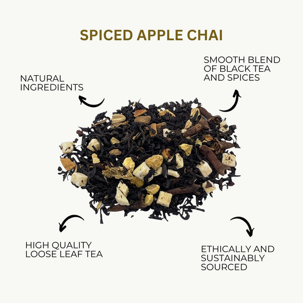 Tea Sampler Gift Set with Measuring Spoon – 4 Premium Loose Leaf Blends (4 × 25g, 40+ Cups) – English Breakfast, Earl Grey, Spiced Apple Chai & Jasmine Mint Green Tea – Luxury Gift Box
