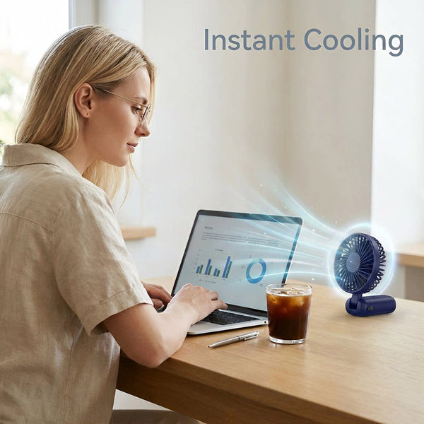 Mini Handheld Fan, USB Rechargeable 1200mAh High-Speed Electric Fan with 5-Speed Adjustable LED Display, Quiet Quick Cooling Wind Fan for Summer Travel /Camping/Outdoor Use