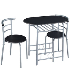 Costoffs 3pcs Dining Table Set with Space Saving Table and 2 Chairs, Modern Kitchen Table Set with Steel Legs and Storage Rack for Kitchens/Balconies/Bedrooms/Apartments/Cafés, Natural/Drift Brown/White