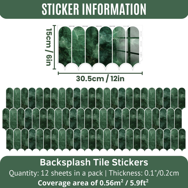 12pcs Self Adhesive Wall Tile Sticker 15.4 x 30.5 cm Peel and Stick Tiles for Kitchen and Bathroom