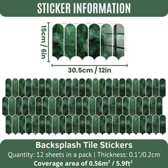 12pcs Self Adhesive Wall Tile Sticker 15.4 x 30.5 cm Peel and Stick Tiles for Kitchen and Bathroom