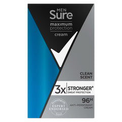 Sure Men Maximum Protection Anti-Perspirant Cream Deodorant, 2 X 45Ml