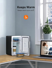 Astroai Mini Fridge 6 Litre / 8 Can | Cooler and Warmer | AC/DC | Small Fridge for Bedrooms, Car, Drinks, Beauty, Skincare, Travel (Deep Black)