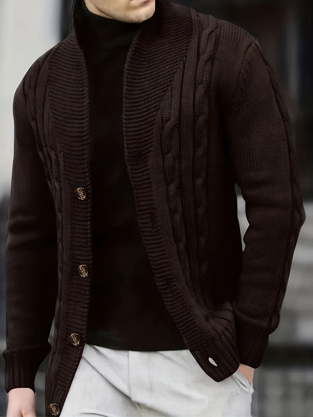 Temujin OBM Men's Fashion New Twist Solid Color Knit Long Sleeve Pullover Sweater