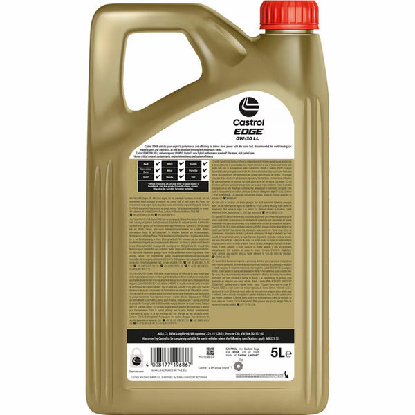 Castrol EDGE 0W-30 LL Fully Synthetic Engine Oil, 5L