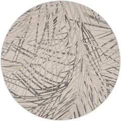 Rustic Textures Ivory & Grey Circle Rug, 160 Cm