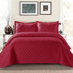 Embossed Ruffle Quilted Bedspread Bed Throw Single Double King size bedding set