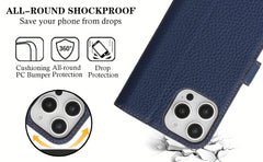 Phone Case: Magnetic Closure Genuine Leather Wallet Case for iPhone 17 Series RFID Blocking 4 Card Slots Premium Protection for 17 Pro Max 17 Air 17 Pro