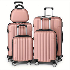 Lightweight Hardshell Spinner Luggage Set with Five Pieces in Various Sizes (12, 16, 20, 24, And 28 Inches) - Features a Carry-On, Made from Durable ABS, Budget-Friendly for Family Trips, Suitable for Both Men And Women