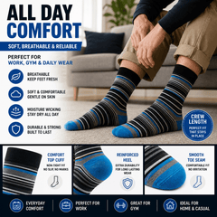 12 Pairs -Mens Cotton Rich Crew Socks | Honeycomb Comfortable Non-Tight Top Soft Breathable Stretch | Fit UK Size 6-11 | Everyday Casual Work Sports Running Gym Socks