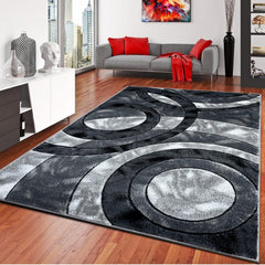 1pc Shaggy Rug – Retro Circle Pattern Dense-Pile Design – Super Soft, Non-Shed, Durable – Ideal for Bedroom, Living Room, Kitchen & Indoor Flooring