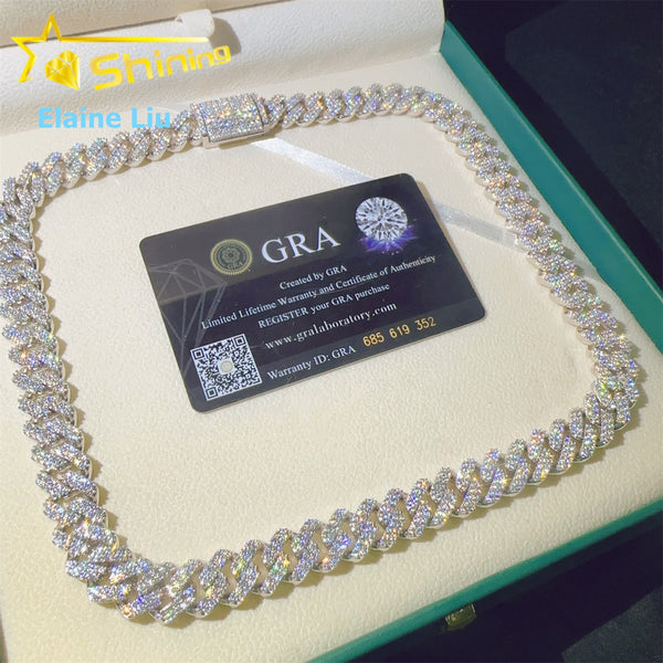 Authentic 925 Silver moissanite Cuban Chain | High-End Streetwear Item, Elegant Style, 18K Gold Plated for Valentine'S Day