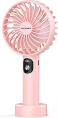 TECKNET Handheld Fan, Portable USB Hand Held Fan Rechargeable with LED Display, Mini Hand Fan 3 Speed Battery Operated Detachable Base Cooling Desk Fans Handheld for Home Office Bedroom Outdoor