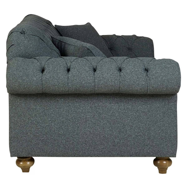 Bordeaux Button Back Blue Fabric Armchair