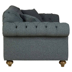 Bordeaux Button Back Blue Fabric Armchair