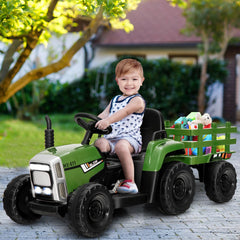 12V Kids Ride on Tractor with Trailer Music and LED Lights