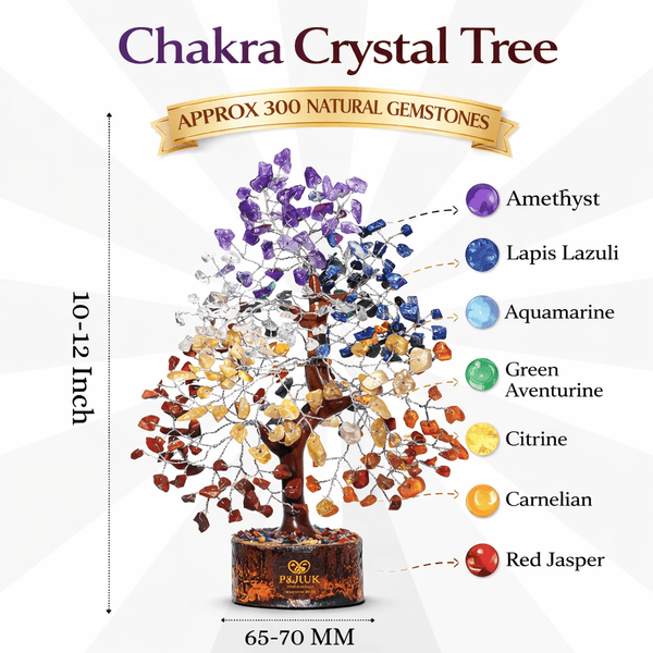 7 Chakra Crystal Tree of Life 10–12 Inch Handmade Gemstone Tree, Feng Shui Crystal Tree Home Decor Living Room Ornament, Crystal Gifts Birthday Gift for Women Housewarming Gift, Spiritual Desk Decoration Mini Crystal Guide Included
