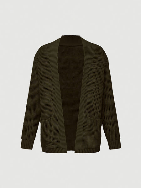 Men'S Casual Long-Sleeved Knitted Cardigan with Pockets in Autumn And Winter New Solid Color Style