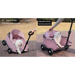 Mini Dog Stroller – Foldable Pet Carrier Cart with 360° Rotatable Handle, Extendable Pull Handle & Storage Bag Lightweight Travel Buggy for Small Dogs & Cats