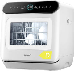 COMFEE' Table Top Dishwasher, Mini Countertop Dishwasher with 6+3 Programs, Steam Wash, Baby Care & Fruit Wash, No Plumbing, Delay Start, 72H Storage - White