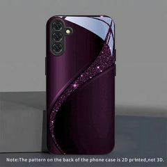 Phone Case: Phone Case - Purple Glitter Curve Texture New Black Phone Case Tempered Glass for iPhone 17 Air/ 16/ 15/ 14/ 13/ 12/ 11/ Plus/ Pro/ Pro Max and Galaxy S, A Series/ S22/ S23/ S24 FE/ S25/ S26 ULTRA PLUS.It Is the First Choice of Gift