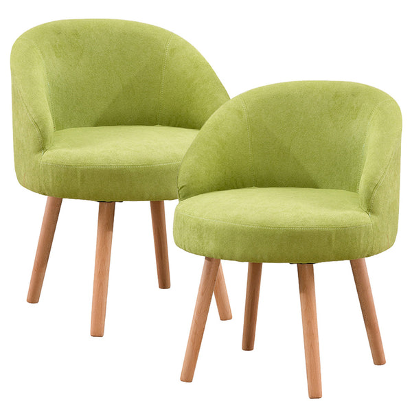 Set of 2 Small Accent Occasional Lounge Sofa, Guest Reception Sofa Chair Office Chair, Tub Chairs Upholstered Fabric with Solid Wood Legs