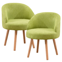 Set of 2 Small Accent Occasional Lounge Sofa, Guest Reception Sofa Chair Office Chair, Tub Chairs Upholstered Fabric with Solid Wood Legs