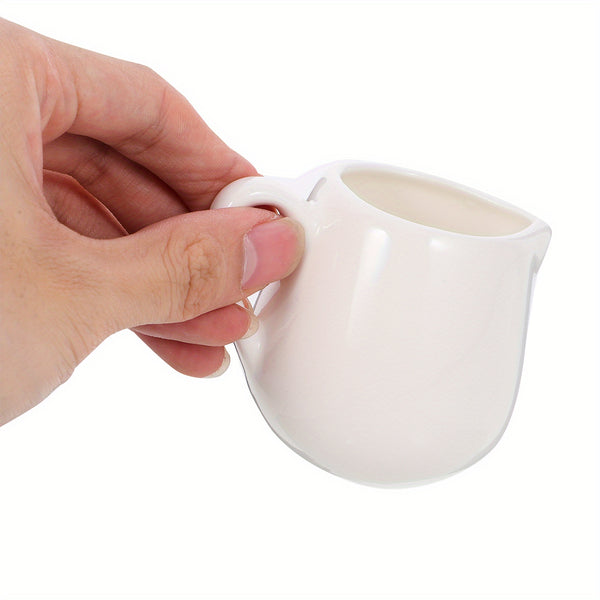 4pcs 50/ 100ml Ceramic Creamer Jugs - Porcelain serving jugs with milk spoons, Sauce jugs, Sauce boats, Pottery creamer jugs with handles for kitchen, coffee and tea - perfect for sauces, syrups and creams (white)