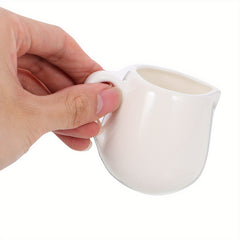 4pcs 50/ 100ml Ceramic Creamer Jugs - Porcelain serving jugs with milk spoons, Sauce jugs, Sauce boats, Pottery creamer jugs with handles for kitchen, coffee and tea - perfect for sauces, syrups and creams (white)