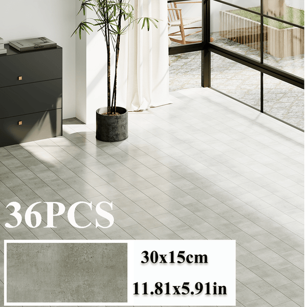 36-Pack High-Quality Self Adhesive Floor Tiles, 15x30cm Peel and Stick SPC Vinyl Planks for Kitchen, Bathroom, Bedroom & Living Room, Realistic Stone/ Wood Look Efffect Waterproof PVC Flooring, Easy DIY Installation
