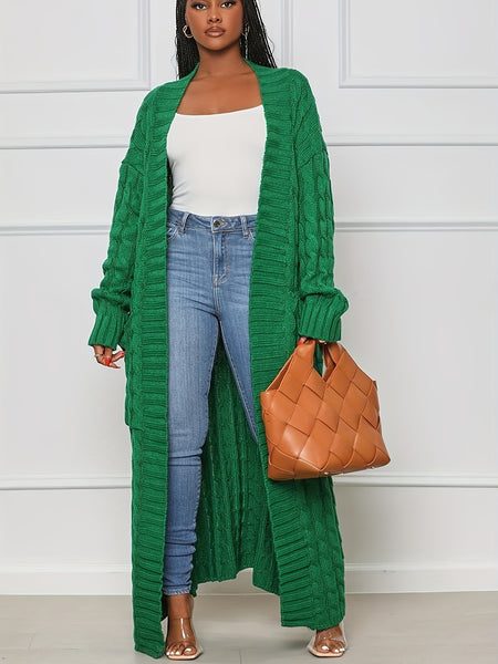 Women's Elegant Long Sweater Coat - Formal & Everyday Chic, Machine Washable Winter Outerwear with Side Pockets - Sophisticated Office to Party Outfits